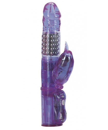 Фиолетовый вибратор с вращающимися металлическими шариками