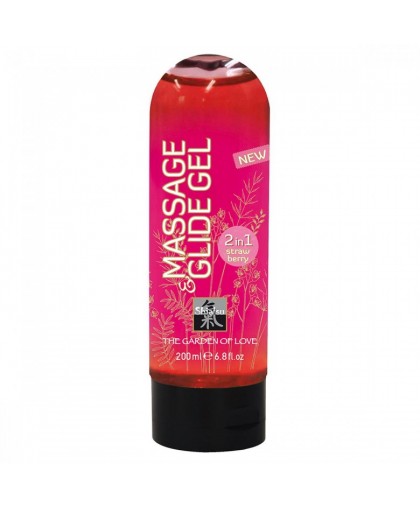 Массажное масло и лубрикант Massage Glide Gel с клубничным ароматом - 200 мл.