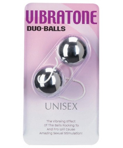 Серебристые шарики Vibratone DUO-BALLS с эффектом вибрации