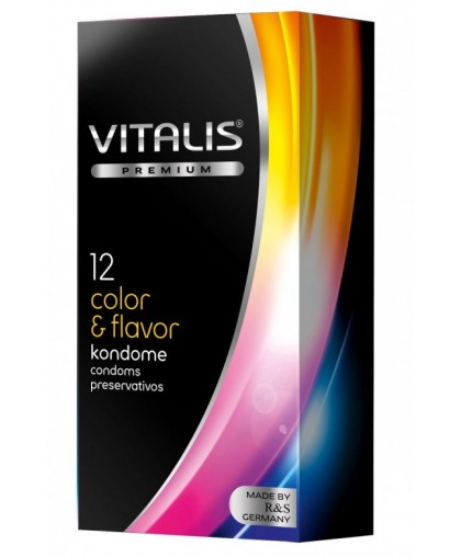 Цветные ароматизированные презервативы VITALIS PREMIUM color flavor - 12 шт.
