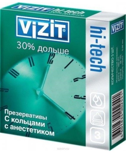 Презервативы VIZIT с кольцами и анестетиком (3 шт)
