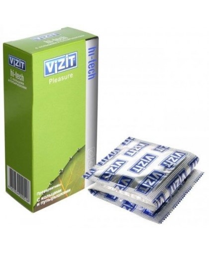 Презервативы VIZIT Hi-tech PLEASURE с кольцами и пупырышками (12 шт.)