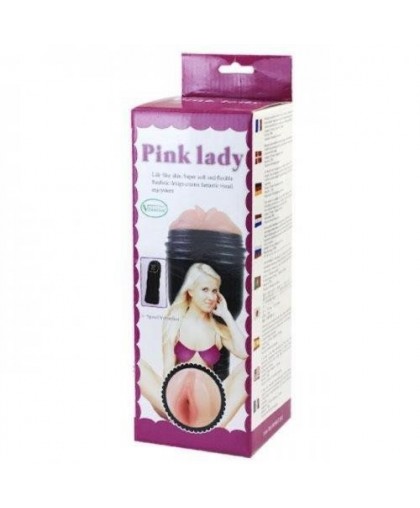 Мастурбатор вагина в пластиковом футляре с вибрацией Pink Lady