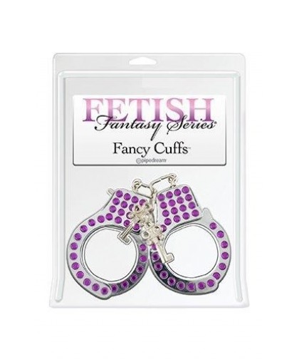 Металлические наручники с фиолетовыми стразами Fancy Cuffs