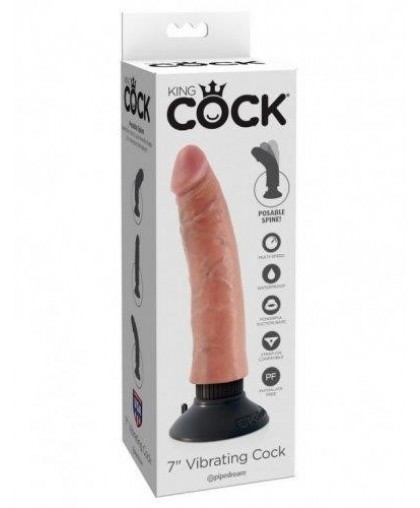 Гибкий вибромассажер King Cock - 7" Vibrating Cock Flesh